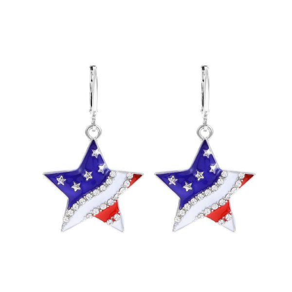 Wholesale American Independence Day Flag Pendant Pentagram Heart Alloy Necklaces Hot on Sale