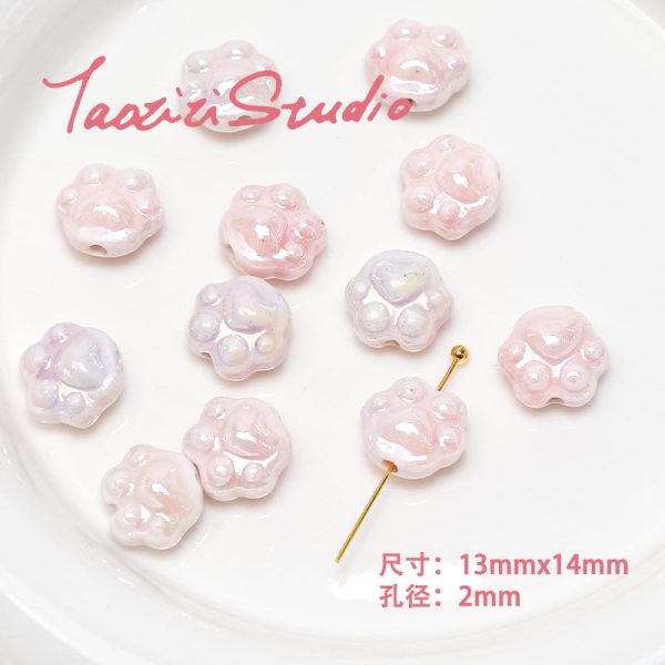 Wholesale 30pcs Pink Ceramic Tulip Cube Skewer Beads For Sale