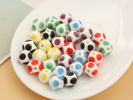 Wholesale 5pcs pack Colorful Ball Ball Painted Ceramic Small Round Beads Online