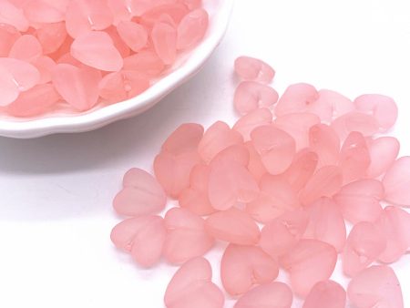 Wholesale 100pcs pack Acrylic Bead Frosted Transparent Heart Beads on Sale