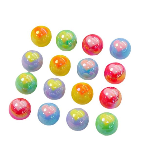 Wholesale 10 pcs pack 16mm Plated Cream Multicolor Love Round Beads on Sale