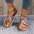 Wholesale Pu Bohemian Colorful Flower Flat Sandals Online Hot Sale