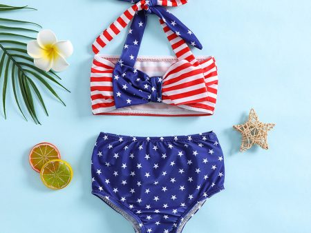 Wholesale Kids Bowknot Mermaid Suspenders Split Polyester Swimwear Online Sale