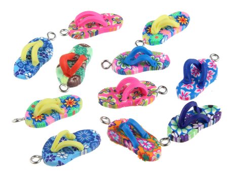 Wholesale 10pcs pack Soft Pottery Slipper Shape Mixed Color Beads Online now