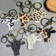 Wholesale 2pcs pack Ethnic Style Western Leopard Cow Head Leather Keychain Sale