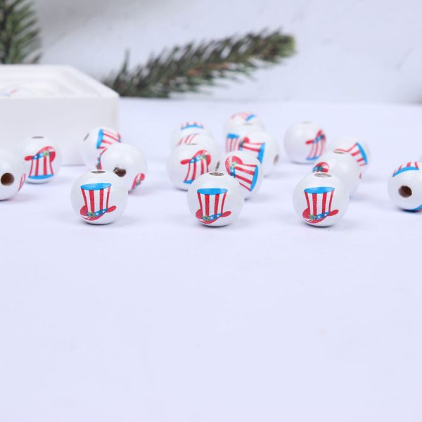 Wholesale 10pcs Independence Day Stripes Colorful DIY Wooden Beads For Sale