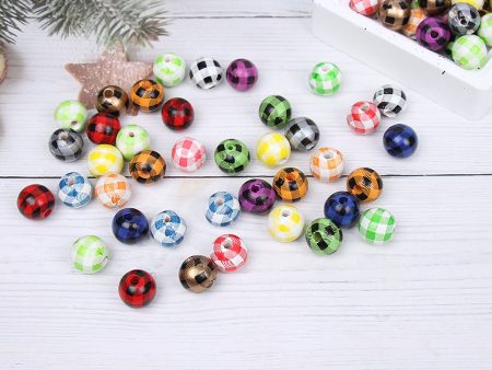 Wholesale 10pcs 16MM Plaid Color Wooden Beads Hot on Sale