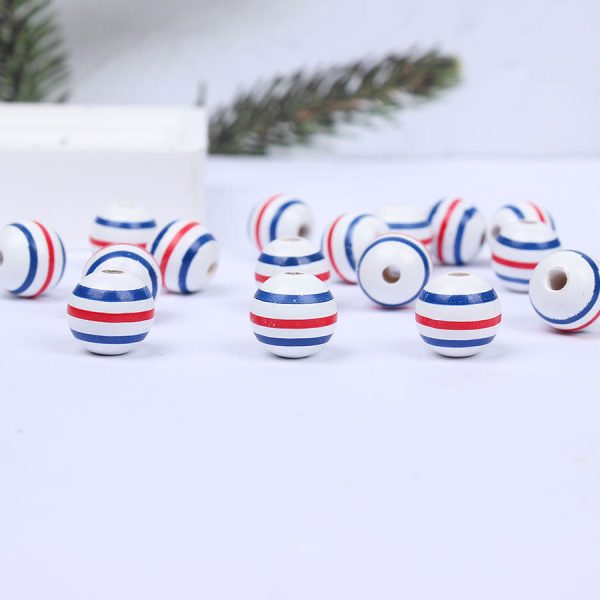 Wholesale 10pcs Independence Day Stripes Colorful DIY Wooden Beads For Sale