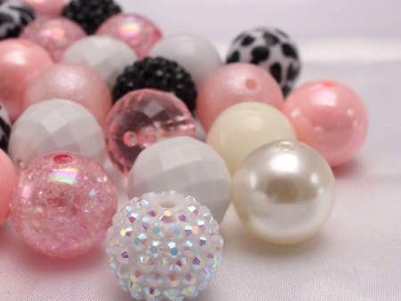 Wholesale 50pcs pack 20MM Bull Pink+Leopard Print Acrylic Beads Bubblegum Beads Fashion