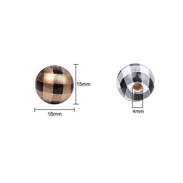 Wholesale 10pcs 16MM Plaid Color Wooden Beads Hot on Sale