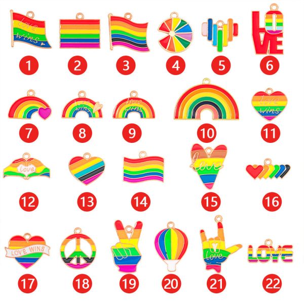 Wholesale 10pcs pack rainbow flag love than heart diy alloy drop oil jewelry accessories Sale