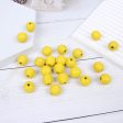 Wholesale 10pcs 16mm Bee Stripe Honeycomb Two-color Lotus Wood Round Beads Sale