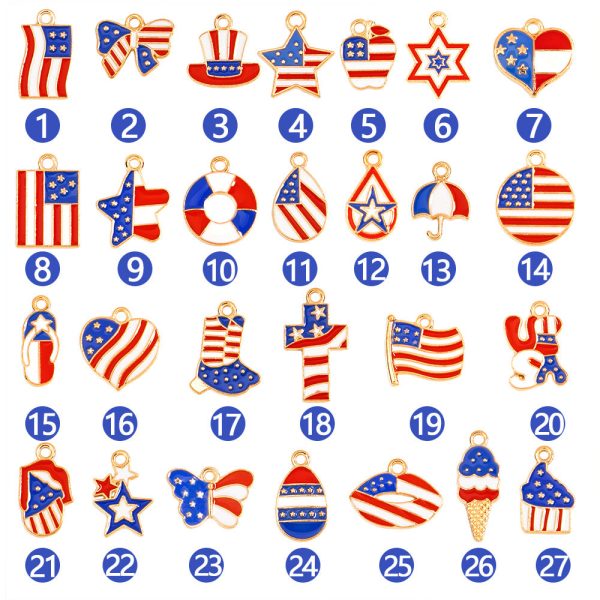 Wholesale 10pcs pack American Independence Day flag diy alloy dripping oil accessories pendant Online