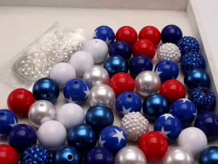 Wholesale 50pcs pack American National Day Hue 20MM Acrylic Beads Mixed Color Mixed Style Bubblegum Beads on Sale