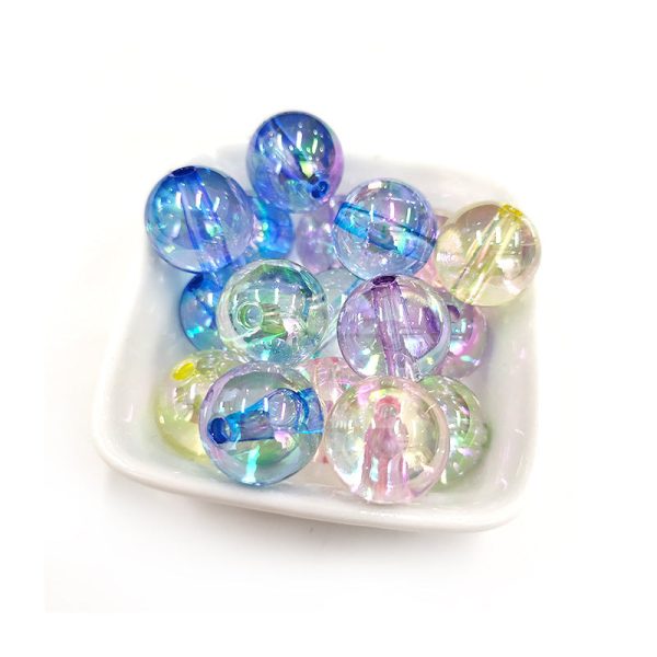 Wholesale 200pcs pack Acrylic 16mm Straight Hole Transparent ab Colorful Round Beads Sale