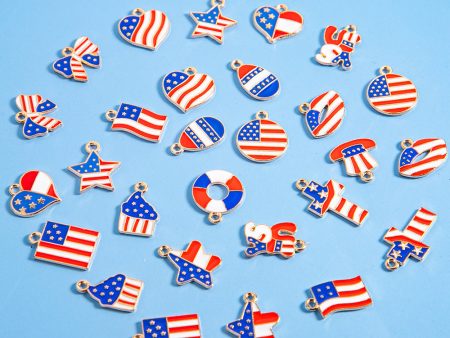 Wholesale 10pcs pack American Independence Day flag diy alloy dripping oil accessories pendant Online