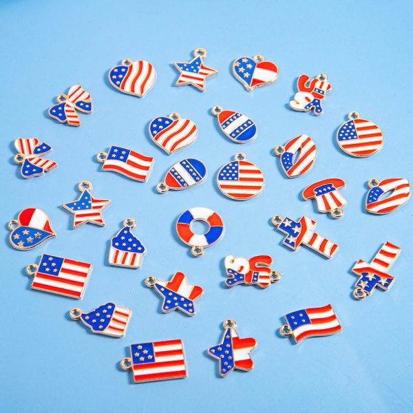 Wholesale 10pcs pack American Independence Day flag diy alloy dripping oil accessories pendant Online