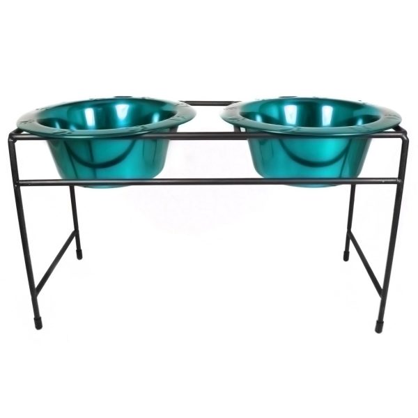 Platinum Pets Modern Double Raised Feeder Wide Rimmed Dog Bowl (2 x 2 Cups) Online Sale