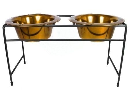 Platinum Pets Modern Double Raised Feeder Wide Rimmed Dog Bowl (2 x 2 Cups) Online Sale