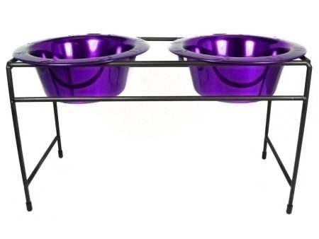 Platinum Pets Modern Double Raised Feeder Wide Rimmed Dog Bowl (2 x 4 Cups) Online Hot Sale